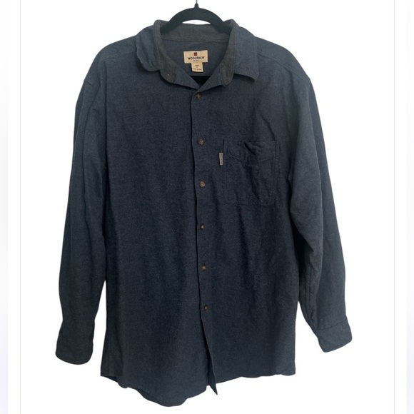 Woolrich Button Down Chamois Flannel in Midnight Blue Heather - Picture 1 of 7